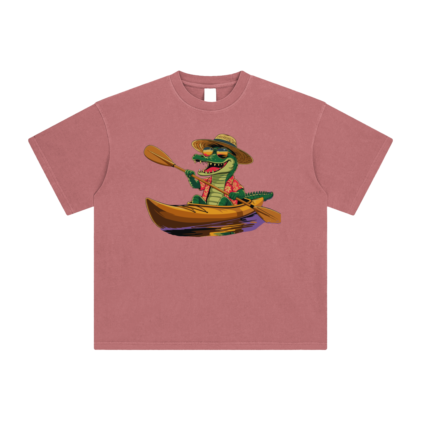 alligator shirt,kayaking t-shirt,Louisiana swamp,funny animal tee,bayou clothing,retro outdoor apparel,nature lover gift,New Orleans souvenir,quirky graphic tee,sunset kayaking