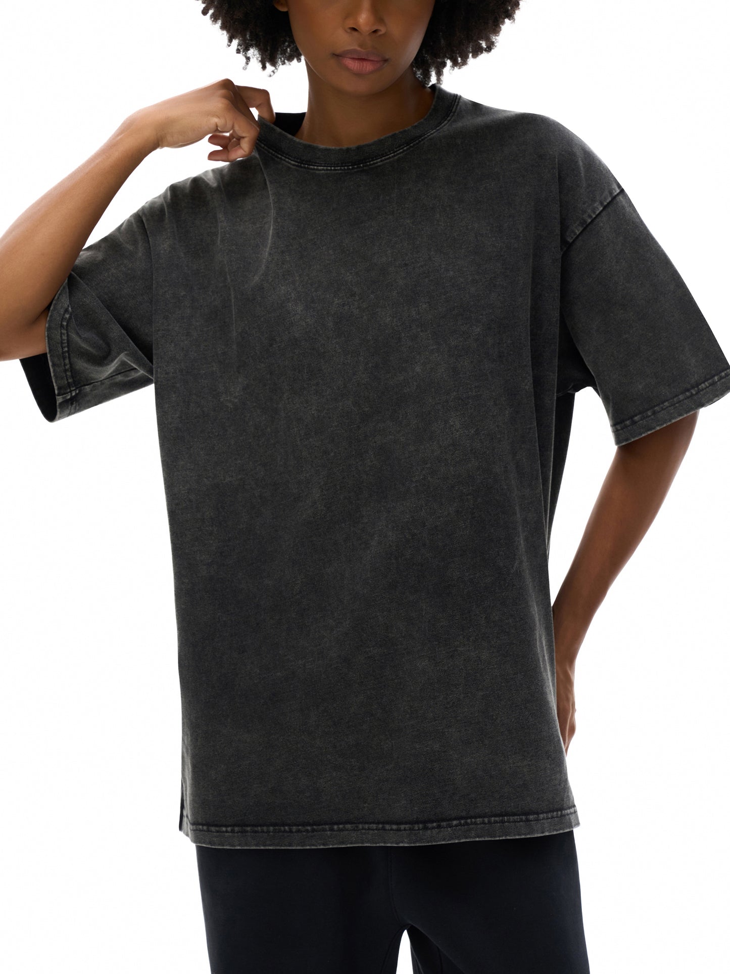 Bear Means Business - Snow Washed Oversized Cotton T-Shirt