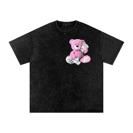 Bear Means Business - Snow Washed Oversized Cotton T-Shirt